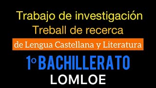 Trabajo de investigación de Bachillerato 📚 LOMLOE 📚 Treball de recerca Balears [upl. by Jaenicke]