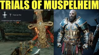 God of War  Complete the trials of Muspelheim  Trial by Fire Trophy Guide Crucible Challenges [upl. by Aynatal]