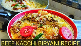 বাসমতি চাল দিয়ে গরুর মাংসের বিরিয়ানি beef kacchi biryani recipe [upl. by Johnath964]