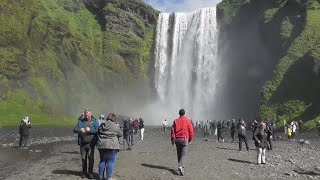 Mein Schiff 3 Skógafoss 60 m hoher Wasserfall über Felswand an früherer Küste  IslandKreuzfahrt [upl. by Christy]