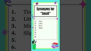 Synonyms  Synonyms for quotSmallquot  Similar words  The Study Corner  synonyms shorts [upl. by Cleary]