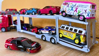 Car transporter with small cars metal from welly [upl. by Yeltsew]