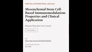 Mesenchymal Stem CellBased Immunomodulation Properties and Clinical Application  RTCLTV [upl. by Houlberg]