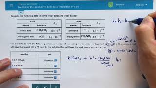 ALEKS  Predicting the Qualitative AcidBase Properties of Salt [upl. by Aidnahs]