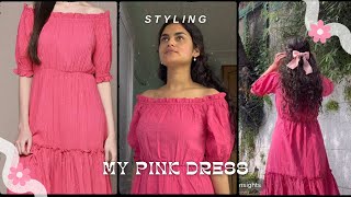 Styling my pink dress from myntra  mango pink dress [upl. by Ycram930]