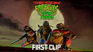 Teenage Mutant Ninja Turtles Mutant Mayhem  First Clip 2023 Movie  Seth Rogen [upl. by Ivy484]