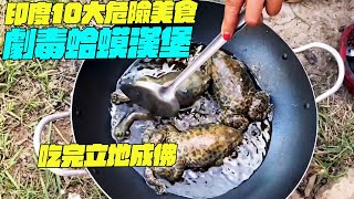 印度10大危險美食！劇毒蛤蟆漢堡？吃完立地成佛！印度美食 維基小哥 top10搞笑視頻維基紀錄片 [upl. by Kramnhoj639]