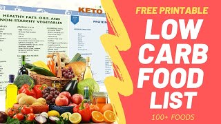 Low Carb Foods List FREE Printable  100 Foods To Lose Weight Fast [upl. by Akiemahs]