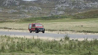 Colonsay Airport fire engine checks runway and prepares to respond ready for a landing Scotland UK [upl. by Enedan]