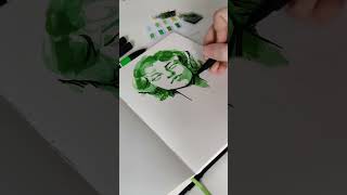 3 green markers into a portrait art artchallenge drawing sketch markers [upl. by Etteyniv]