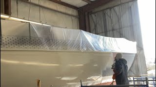 Prepping and applying Awlgrip HighBuild primer on a 1953 Hinckley 41￼ [upl. by Alejandro]