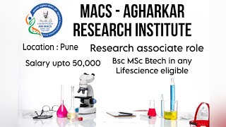 MACS Agharkhar Research Institute hiring Freshers for Project associate Pune  Lifescience bsc msc [upl. by Liagiba]