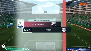 Deportivo Cali vs Junior ● Liga Betplay Primera A ● Gameplay Pes 2021 [upl. by Ehpotsirhc]