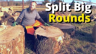 Splitting Big Rounds By Hand  Splitting Maul vs Log Splitter vs Chainsaw [upl. by Adlitam]