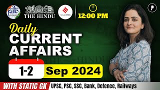 1  2 September Current Affairs 2024  Daily Current Affairs  Current Affairs Today [upl. by Slin]