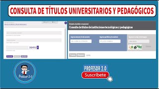 CONSULTA DE TÍTULOS UNIVERSITARIOS Y PEDAGÓGICOS [upl. by Sara215]