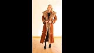 Finest Full Length Hooded Toscana Sheepskin Coat in Tan  Luna [upl. by Suiramad]