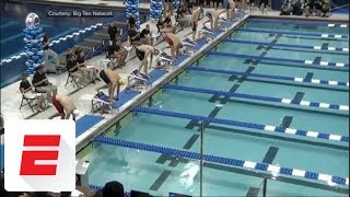 Caeleb Dressel makes history with record 1763 swim in 50 free at NCAA championships  ESPN [upl. by Hescock]