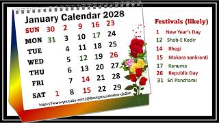 January Calendar 2028 januarycalender2028 [upl. by Libys]