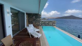 Crete Elounda Beach Hotel amp Villas  Premium Waterfront Junior Suite with Private Pool  room tour [upl. by Sharman]