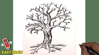 Dead Tree Drawing  How to Draw a Dead Tree Easy  Step By Step Dead Tree Easy Line Drawings [upl. by Sand]