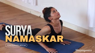 Step by Step Surya Namaskar for Beginners  Learn Sun Salutation with Yogeshwari Meena [upl. by Eliak]