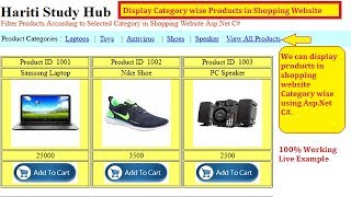 9 Display Category Wise Products in Shopping Website with AspNet C  Hindi  Free Online Classes [upl. by Cowley]