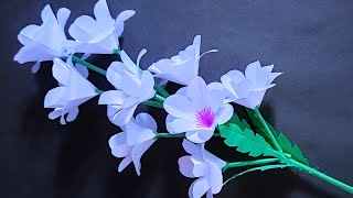 How to make very easy beautiful flowers stick for decorationwhite paper flowersdiyeasy [upl. by Danny]