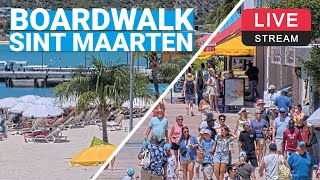 Boardwalk  Great Bay Beach  Philipsburg  Sint Maarten 🌴💦🛳️ LIVE WEBCAM [upl. by Anitneuq337]