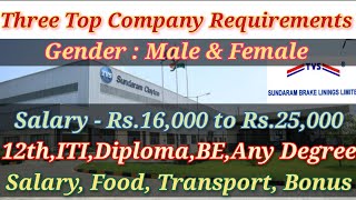 TVS SUNDARAM BRAKES LINING  Job vacancy in Chennai 2023 today  Jobs in chennai Padi  Fresher Jobs [upl. by Freddy]