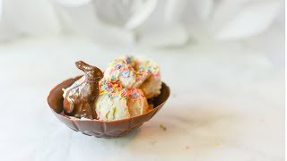 Chocolate Easter Egg Edible Ice Cream Bowl and Pralines and Cream Topping Recipe [upl. by Aikem]