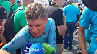 Jakob Fuglsang  postrace interview  stage 3  Tour de France 2018 [upl. by Luebke]