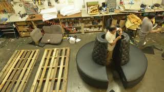 Black Faux Leather Circle Settee Hotel Lobby Sofa Timelapse [upl. by Clarke836]