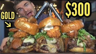 WORLD’s MOST EXPENSIVE BURGER CHALLENGE 300 GOLD PLATED LOBSTER BURGER Joel Hansen [upl. by Esaertal]