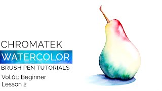 Watercolor Brush Pen Tutorials by Chromatek Beginner Vol01 Lesson 02 [upl. by Ellemaj]