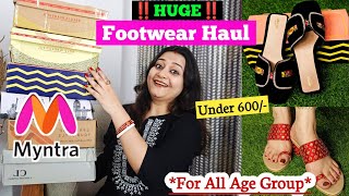 HUGE Myntra Footwear Haul under 600💕 Trendy Partywear Footwear🌟Myntra Branded Heels👠Must Have📌 [upl. by Enaz]