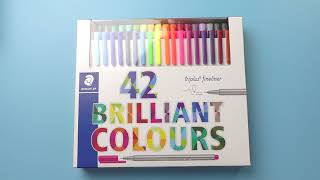 Testing Staedtler Triplus Fineliner 42 Color Pen Set Art Supplies Swatches [upl. by Leuqram]