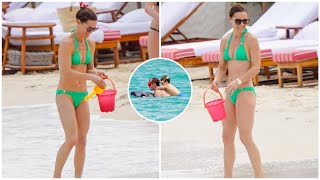 Pippa Middleton Bikiniclad flaunts fit figure during beach day with husband and 3 kids [upl. by Awhsoj290]