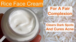 Homemade RICE Face Cream And Moisturiser With Homemade Rice Starch Dries Acne Clears Dark Spots [upl. by Packston]