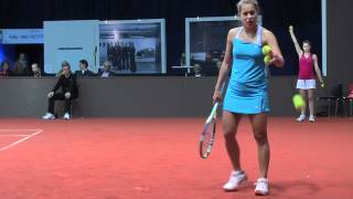 Barbora Zahlavova Strycova service  return game vs Amanmuradova  Porsche Tennis Grand Prix 2012 [upl. by Aihsrop]