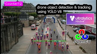 drone object detection and tracking yolov8  yolov8 object counting and tracking  counting people [upl. by Otcefrep]