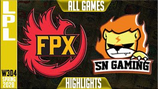 FPX vs SN Highlights ALL GAMES  LPL Spring 2020 W3D4  FunPlus Phoenix vs Suning [upl. by Bentlee120]