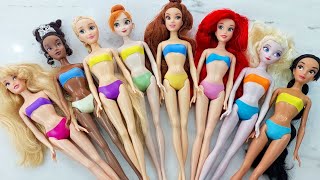 Disney Princess Doll Makeover  DIY Miniature Ideas for Barbie  Wig Dress Faceup and More DIY [upl. by Griffis]