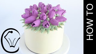 Buttercream Flower Tulip Cake How To by Cupcake Savvys Kitchen [upl. by Oramlub]