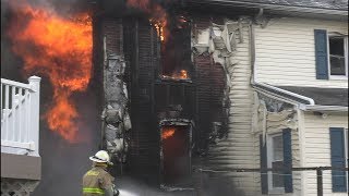 Arrival Video Firefighters battle this fully involved house fire [upl. by Ardisi]