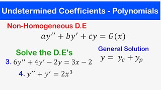 🔵21b  Method of Undetermined Coefficients 2  Gx  Polynomial 2nd Order Non  Homogeneous DE [upl. by Ssirk112]