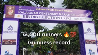 BIB EXPO  KALAIGNAR MARATHON 2023  73000 runners  Guinness world record ￼Chennai’s largest run [upl. by Satsok]