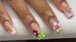 French Floral Acrylic Nails [upl. by Mollee]