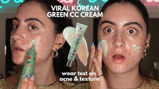 TESTING VIRAL ERBORIAN CC RED CORRECT ON ACNE amp TEXTURED SKIN  8 Hour Wear Test [upl. by Ayocal]