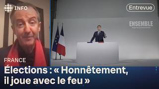 Élections législatives en France  Emmanuel Macron défend sa stratégie  24•60 [upl. by Adnof]